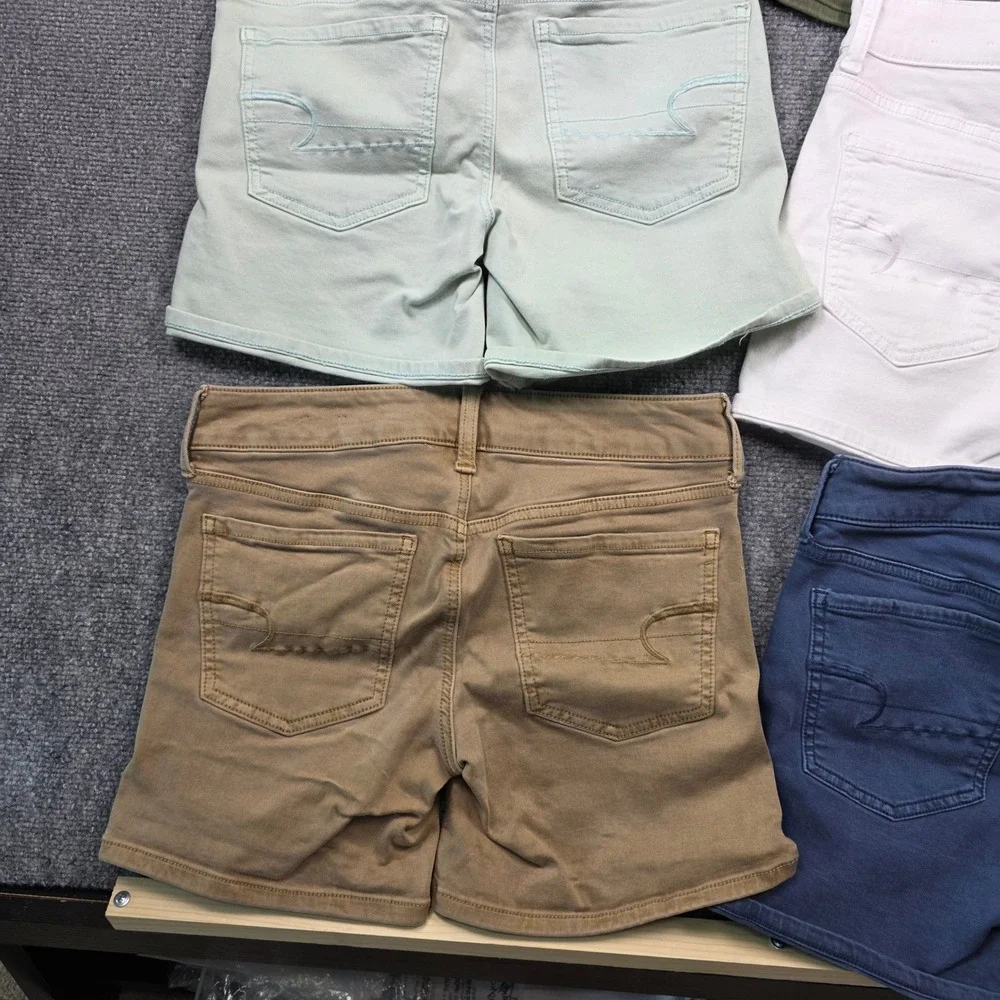 American Eagle Super Stretch Shorts Womens 4 Multicolor Bundle 6pk Mid Rise Mini
